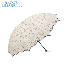 Gift Items Compact Bright Colored Wholesale Fashion Nice Printing Foldable Girl's Funny Chinese Sun Umbrella Factory China